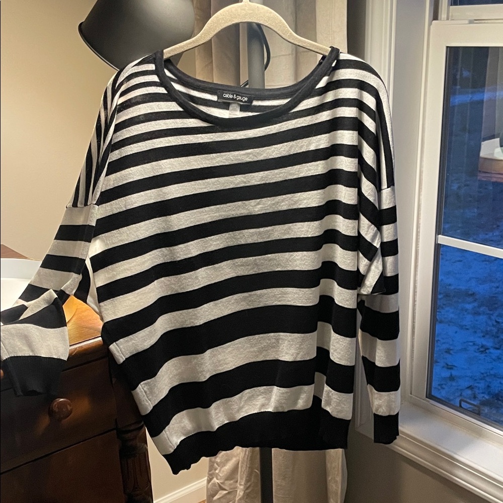 Cable & Gauge Black and White Striped Sweater